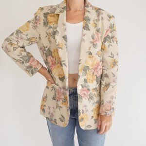 Vintage Alfred Dunner Floral Blazer Cottagecore Garden Print Jacket Size 10